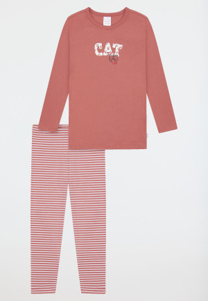 Pyjama lange interlock legging kat streepjes oudroze - Kids Nightwear