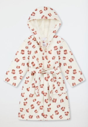 Bathrobe velour animal print off-white - Kids Nightwear