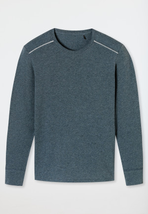 Maglietta manica lunga blu screziata - Comfort Fit