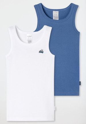 Lot de 2 maillots de corps renard bleu/blanc - Fine Rib