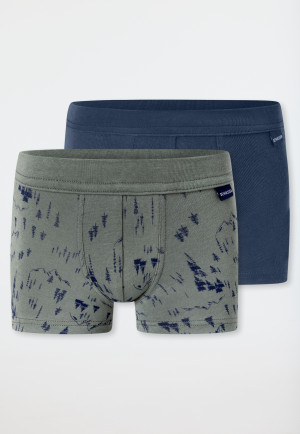 Lot de 2 shorts bleu foncé/vert - Fine Rib