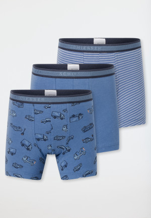 3-pack shorts Organic Cotton striping cars blue - 95/5