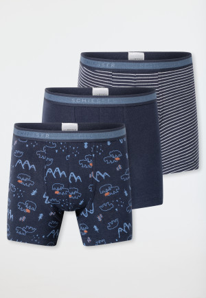 Shorts 3-pack Organic Cotton polar bears stripes dark blue - 95/5
