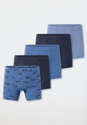 5-pack shorts Organic Cotton striping vehicles blue - 95/5