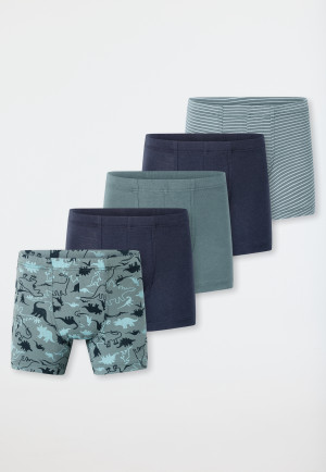 Shorts 5-pack Organic Cotton Dinos striping green/ blue - 95/5