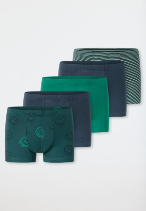 Lot de 5 shorts à rayures Smiley vert/bleu - 95/5