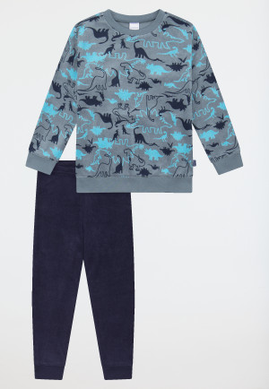 Pyjamas long pyjamas terry towelling cuffs Dinos mineral - Kids Nightwear