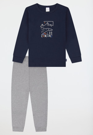 Pyjamas long interlock cuffs gray mottled - Kids Nightwear