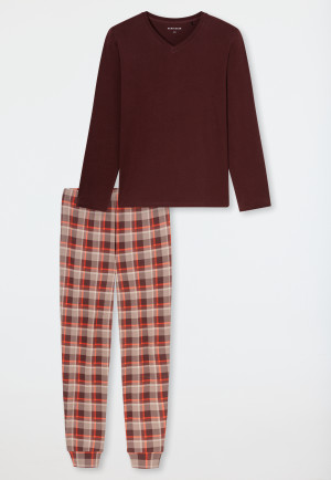 Schlafanzug lang Bündchen praline - Casual Essentials