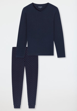 Pyjamas long pyjamas with burgundy cuffs - Casual Essentials