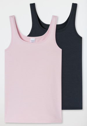Tops 2er-Pack Organic Cotton schwarz/ zartrosa - 95/5