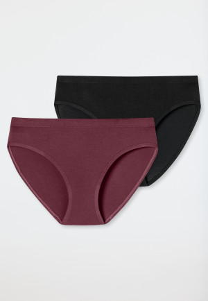 Slips 2er-Pack schwarz/ burgund - Fresh Vibe