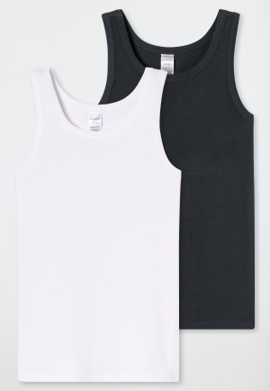Tanktops 2er-Pack weiß/graphit - 95/5