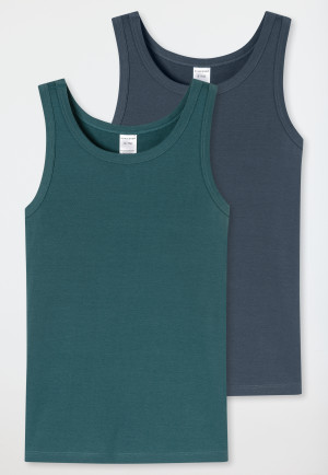 Tank Tops, 2-pack, dark blue/green - 95/5