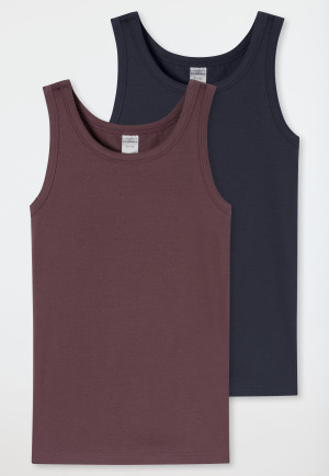 Tank Tops, 2-pack, dark blue/cocoa brown - 95/5
