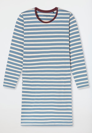 Nachthemd langarm Ringel graublau - Casual Essentials