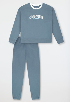 Schlafanzug lang Sweatware Bündchen mineral - Nightwear