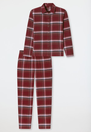 Pyjama lang Flanell burgund kariert - Selected Premium Warming