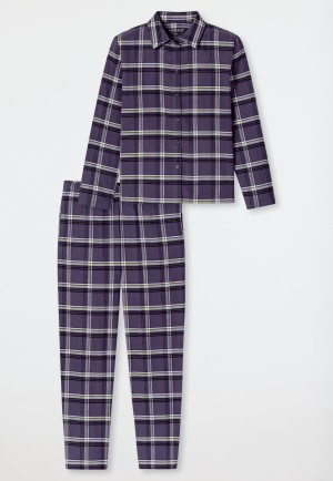 Pyjama long flanelle indigo à carreaux - selected! Premium Warming