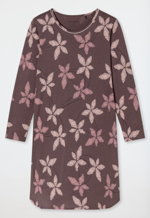 Nachthemd met lange mouwen en bedrukte bloemen mauve - Comfort Nightwear