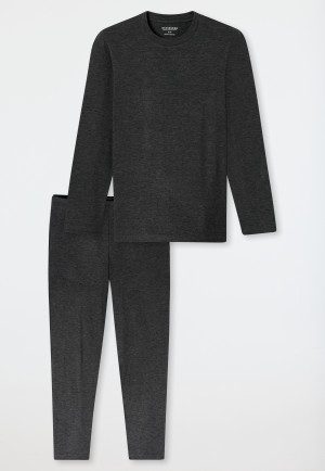 Pyjamas long interlock dark grey mottled - Selected Premium Warming
