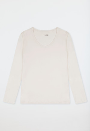 Maglietta manica lunga scollatura a V off-white - Mix+ Relax