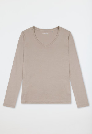 Shirt long-sleeve v-neck clay red - Mix+Relax