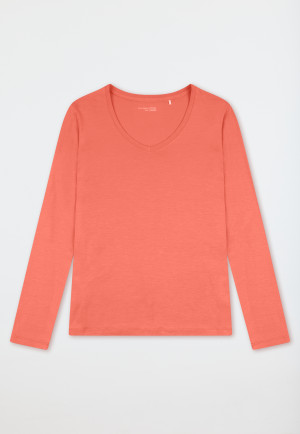 Shirt langarm V-Ausschnitt pfirsich - Mix+Relax
