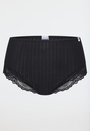 Midi Slip Feinripp Nadelzug Spitze schwarz - Revival Marie