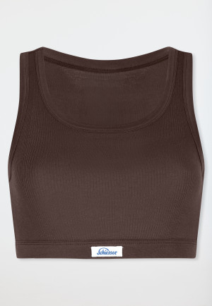 Brassière côtelée marron foncé - Revival Paula
