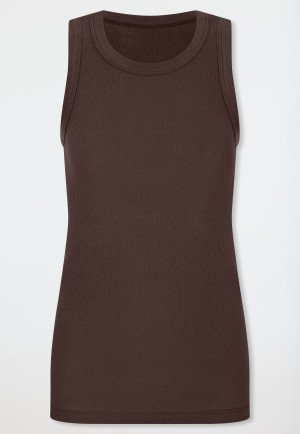 Chemise à bretelles côtelée marron foncé - Revival Paula