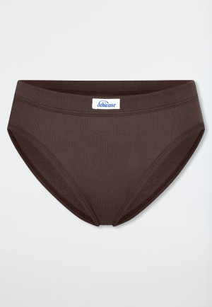 Tai-slip met fijne fijnrib, donkerbruin - Revival Paula