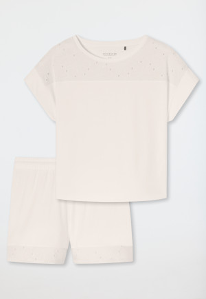 Korte pyjama in off-white - Casual Nightwear