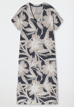 Sleep shirt short sleeve cooling finish flowers graphite - selected! premium