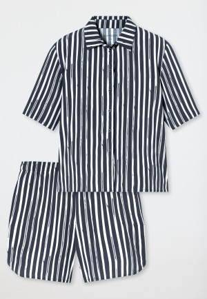 Pyjama court en matière tissée rayures graphite - selected ! premium