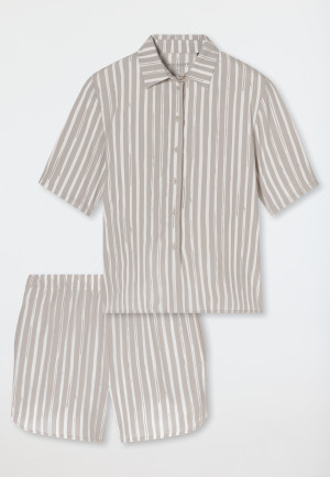 Pyjama kurz Webware Streifen grau-jaspe - selected! premium