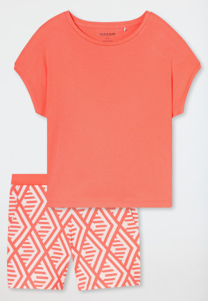 Schlafanzug Interlock kurz pfirsich - Modern Nightwear