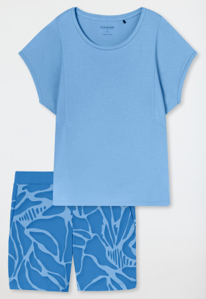 Schlafanzug kurz Interlock hellblau - Modern Nightwear