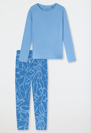 Schlafanzug lang Interlock hellblau - Modern Nightwear