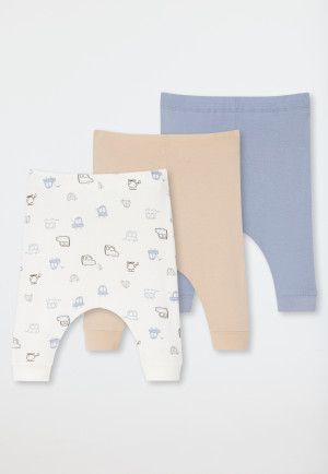 Pantaloni lunghi confezione da 3 pezzi a costine sottili auto multicolore - Bebè