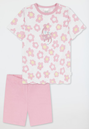Short pyjamas rolled hem flowers white - Girls World