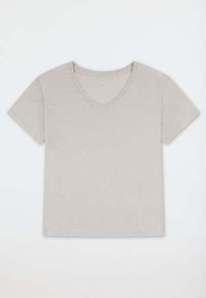 Shirt short sleeve linen organic cotton gray-jaspé-gray- Mix+Relax