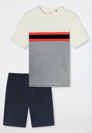 Short pyjamas striping light red - Casual Nightwear