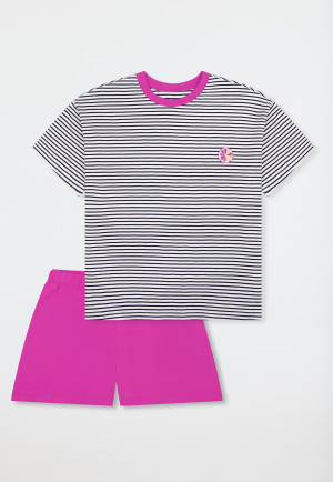 Schlafanzug kurz Streifen Zitrus fuchsia - Teens Nightwear