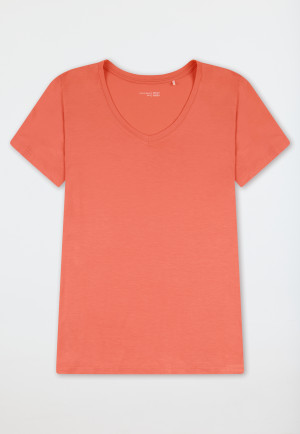 Shirt kurzarm V-Ausschnitt pfirsich - Mix+Relax