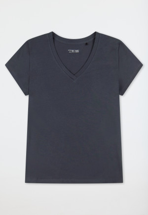 Shirt kurzarm tiefer V-Ausschnitt graphit - Mix+Relax