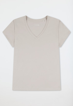 Shirt short sleeve deep v-neckline gray-jaspé-gray - Mix+Relax