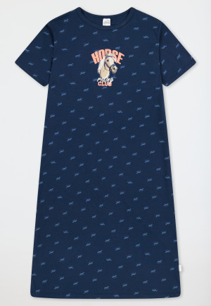 Sleep shirt short sleeve horses midnight blue - Horse World