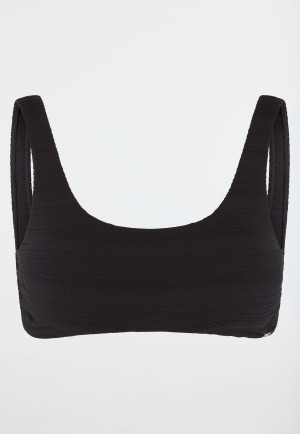 Bikini top in jersey riciclato a strisce nere - Aqua