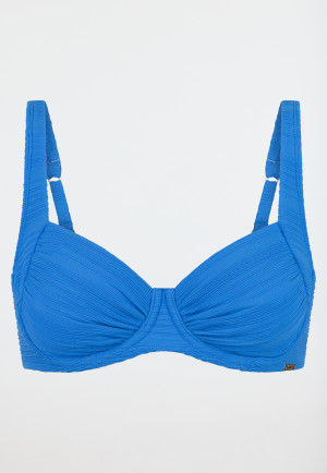 Bikini con ferretto in jersey riciclato a strisce aquarium - Aqua